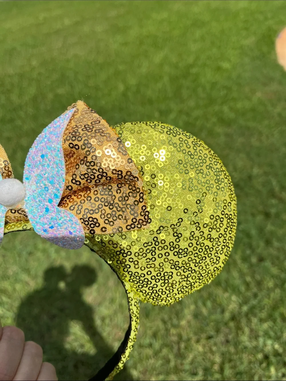 Disney Encanto Inspired Green Gold Sequin Mouse Ears Headband | Butterfly